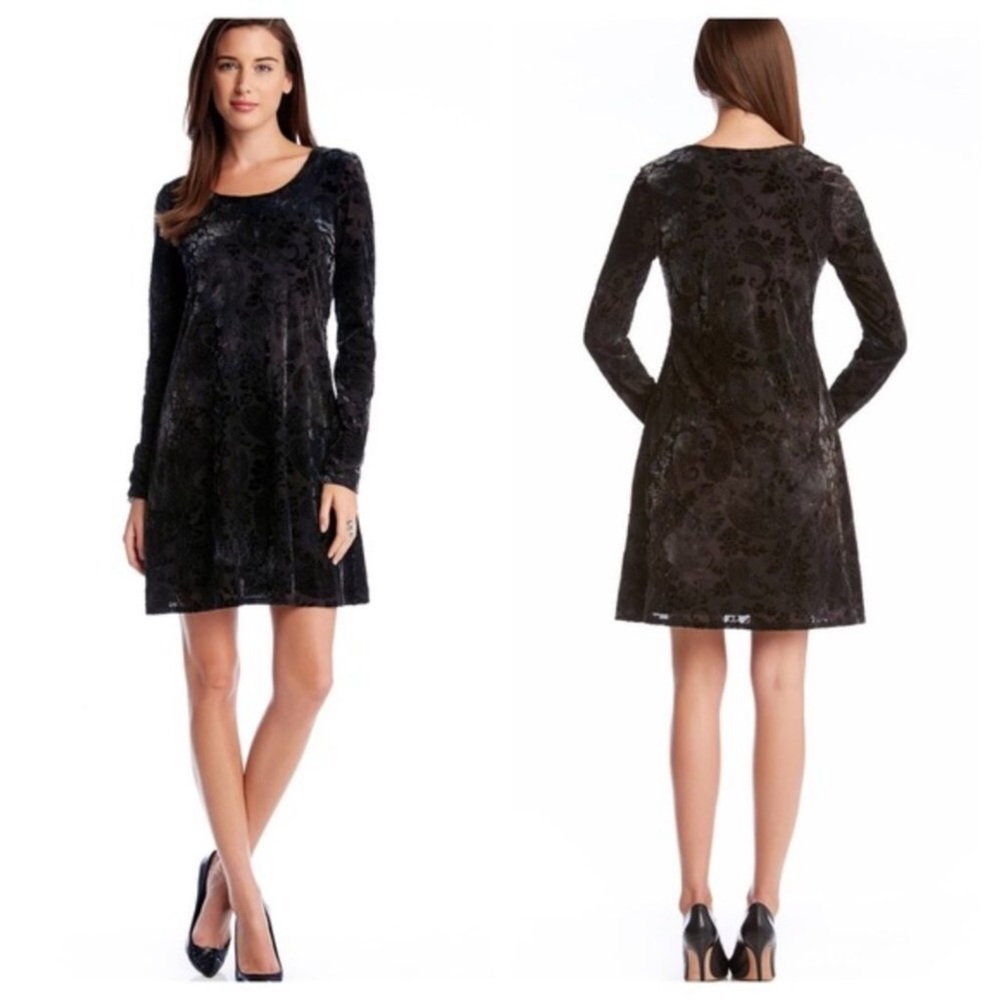 Karen Kane Burnout Velvet Paisley Floral Mini Dress